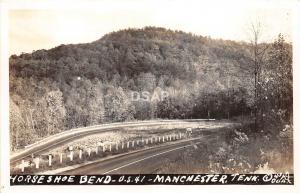 C66/ Manchester Tennessee Tn Postcard RPPC Real Photo Horseshoe Bend US41 2