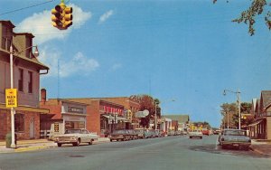 Third Street North Cars Rogers City Michigan 1960s postcard