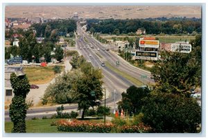 c1960 Looking Down Capitol Boulevard Road Exterior Building Boise Idaho Postcard