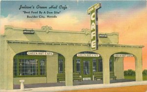 Nevada Boulder City Julian's Green Hut Cafe 1940s Postcard Colorpicture 22-4758