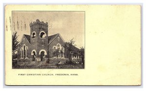 Postcard  First Christian Church Fredonia Kansas c1909 Postmark