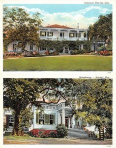 NATCHEZ, Mississippi MS  ELMS COURT & GREEN LEAVES MANSIONS *2* c1940s Postcards