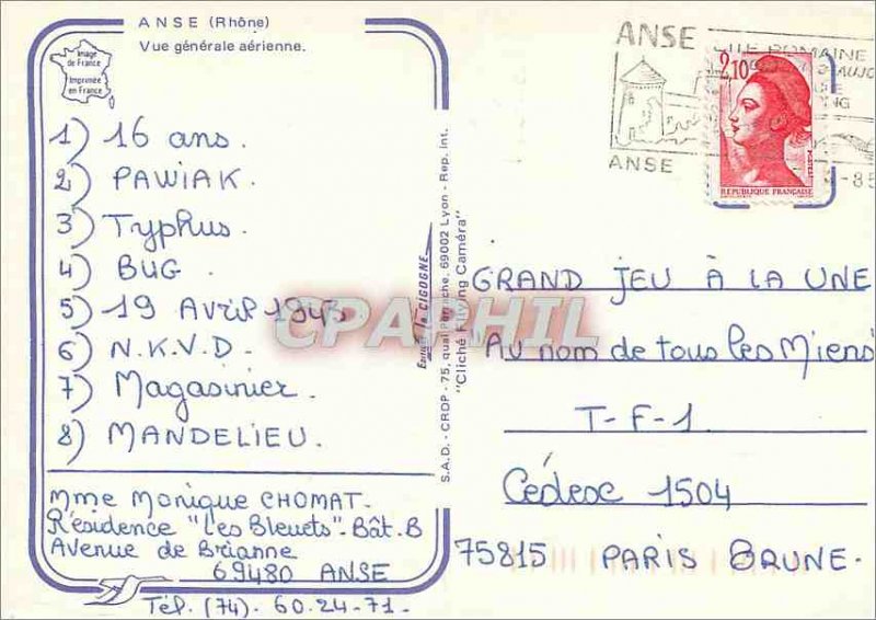 Postcard Modern Anse (Rhone) General aerial view