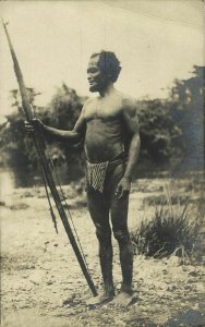 philippines, Native Warrior with Bow and Arrows (1908) RPPC Postcard