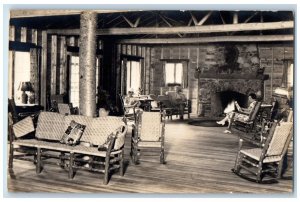 c1930's Farmington ME, Lodge Hotel Interior Unposted Vintage RPPC Photo Postcard 