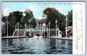 1907 CHUTE THE CHUTES WHITE CITY NEW HAVEN CONNECTICUT CT ANTIQUE POSTCARD