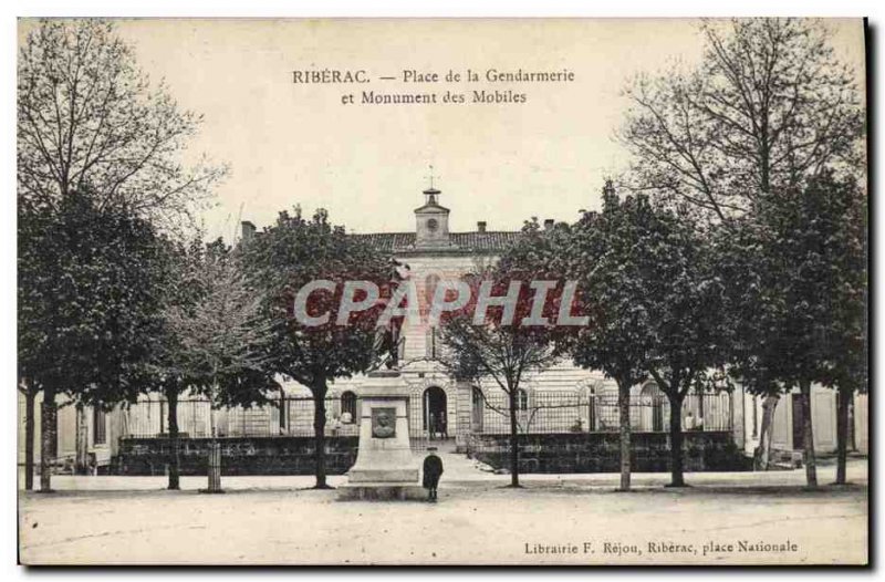 Old Postcard Riberac Square Gendarmerie and mobile monument