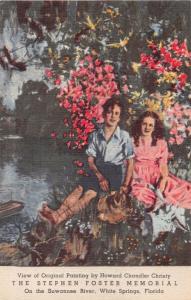 WHITE SPRINGS FL~ON SUWANEE RIVER~HOWARD CHANDLER CHRISTY PAINTING POSTCARD 1950