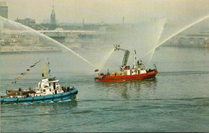 Canada Toronto Harbor Fire Boat In Action