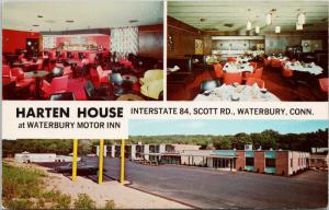 Harten House Waterbury CT Conn Motor Inn Multiview Unused Vintage Postcard E42