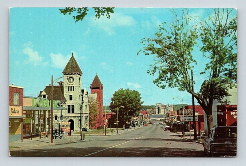 King Street Business District St Pauls United Church Midland Ontario Postcard 