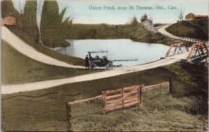 St Thomas Ontario Union Pond Automobile Bridge ON MG Hay & Son Postcard H58