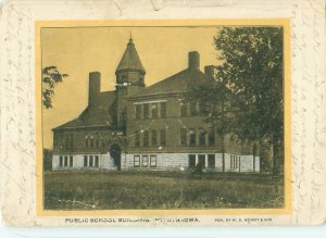 Mt Ayr, Iowa IA Public School Building 1907 Postcard DAMAGED