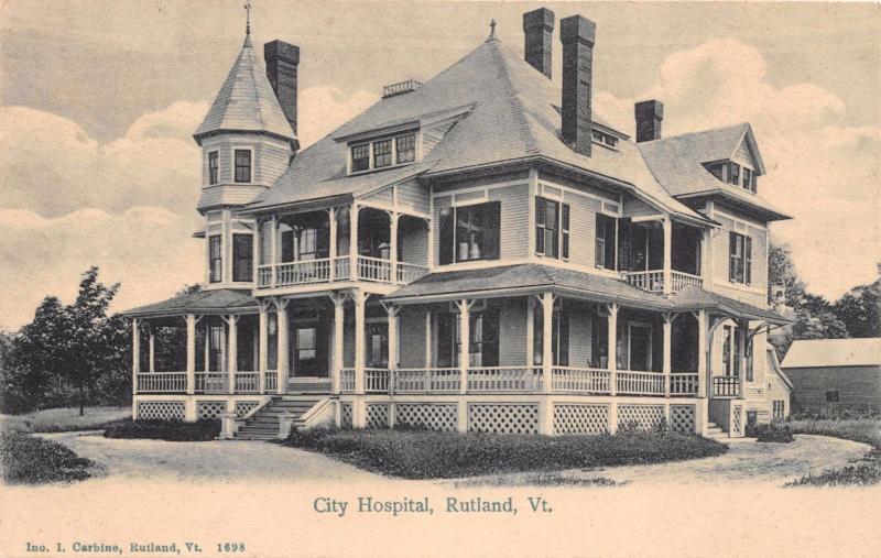 RUTLAND VERMONT CITY HOSPITAL~I CARBINE PUBL WOEHLER POSTCARD c1900s