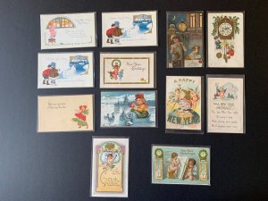 LOT - 12 Vintage Postcards - Holiday New Year - People Angels L2308143040 