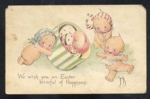 WISHING YOU EASTER HAPPINESS KEWPIES ARTIST SIGNED GIBSON VINTAGE POSTCARD