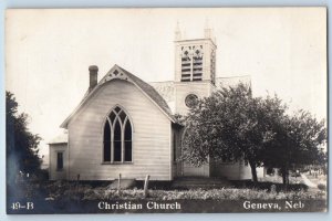 Geneva Nebraska NE Postcard RPPC Photo Christian Church c1910's Posted Antique