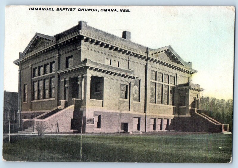 Omaha Nebraska Postcard Immanuel Baptist Church Exterior Building c1910 Vintage