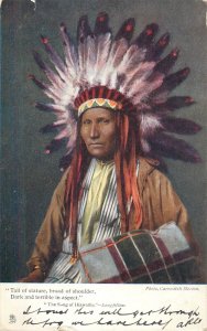 American native ethnic song of Hiawatha - Longfellow chief postcard 1904