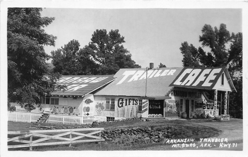 J46/ Mountainburg Arkansas RPPC Postcard c50s Arkansaw Traveler Caf� Store 164