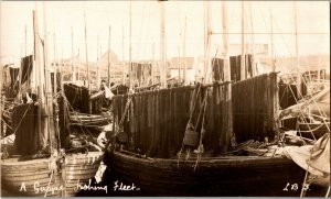 RPPC A Gaspe Fishing Fleet Quebec Canada Vintage Postcard J55