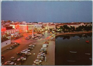 VINTAGE POSTCARD CONTINENTAL SIZE BIRD'S EYE VIEW OF FARO ALGARVE PORTUGAL