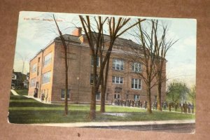 VINTAGE USED POSTCARD 1913 HIGH SCHOOL NORWALK CONN.  PENNY .PC