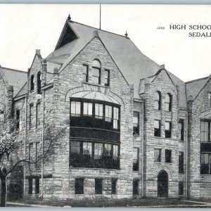 c1910s Sedalia, MO High School Building Fancy Stone CT Co GRAVOUR Sample PC A190