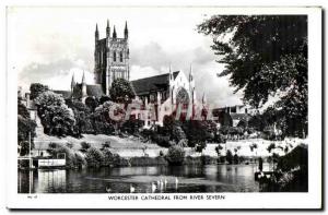 Worcester Cathedral Old Postcard From River Severn