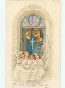 Pre-Linen Easter BEAUTIFUL ANGELS UNDER THE BELLS AB4012