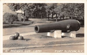 H95/ Fort Slocum New York RPPC Postcard c1940 Rodman Gun Cannon 168