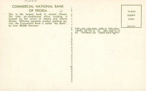 Illinois Peoria Commercial National Bank Postcard 1950s Teich 22-8635