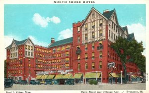 Vintage Postcard North Shore Hotel Davis St. & Chicago Ave. Evanston Illinois IL