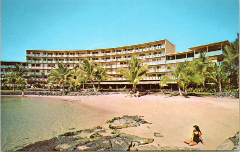 Postcard HI - Hotel King Kamehameha, Kona Coast - woman on beach