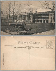 U.S. NAVAL HOME PHILADELPHIA PA ANTIQUE POSTCARD w/ CANNON