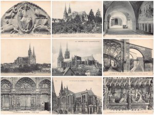 France Chartres Cathedral lot of 9 postcards C345