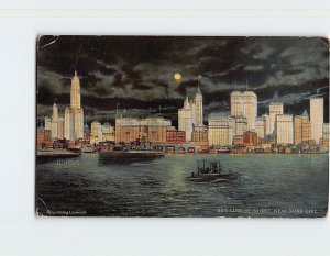 Postcard Sky Line By Night, New York City, New York
