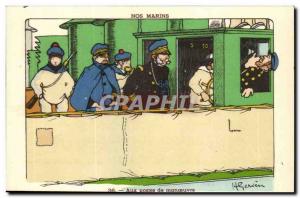 In our Marins- positions maneuvers boat-Postcard Old Illustrator Gervese