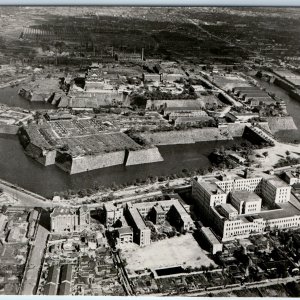 c1950s Osaka, Japan Star Fort Castle Moat RPPC Birds Eye Ancient City Photo A244