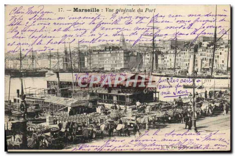 Old Postcard Marseille General view of Boat Harbor