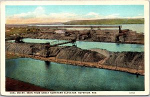 Postcard WI Superior Coal Docks as seen from Great Northern Elevator