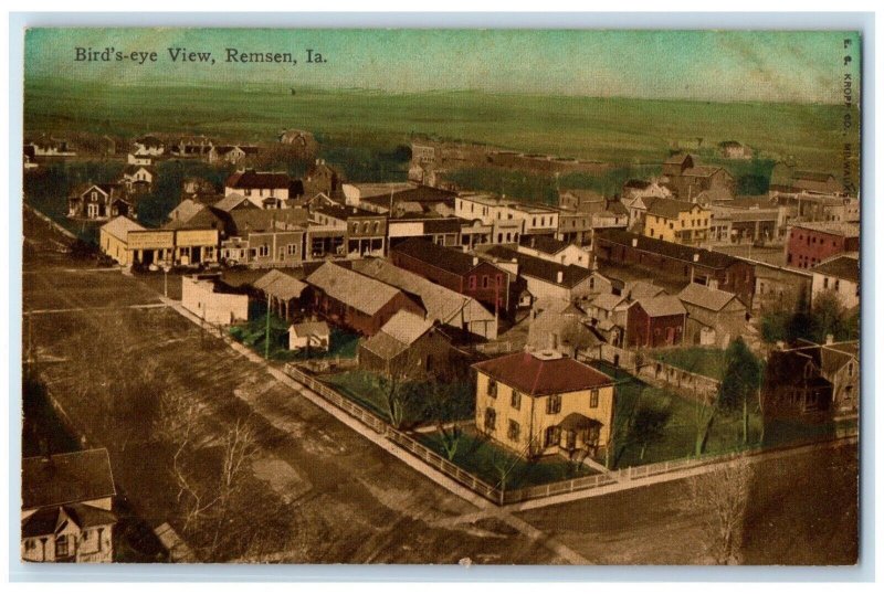 c1910 Bird's-Eye View Exterior Building Remsen Iowa Vintage Antique IA Postcard