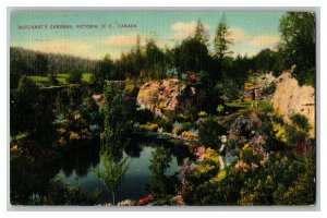 1940 Postcard Butchart's Gardens Victoria B.C. Canada Vintage Standard View Card