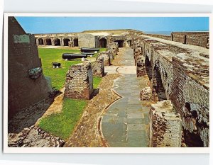 Postcard Civil War guns and ruins of left face gun rooms, Fort Sumter, SC