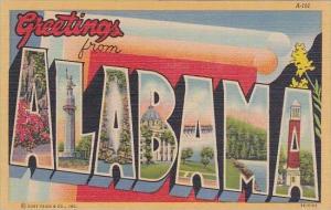 Alabama Greetings From Large Letter Linen