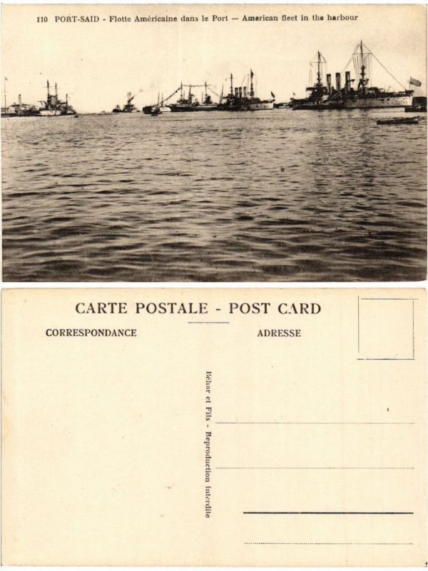 CPA EGYPT Port-Said, Flotte Américaine dans le Port (421615)