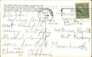 Los Angeles California CA Griffith Observatory E4 c1940s-50s RPPC Postcard