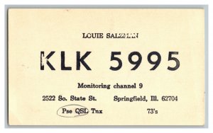 Postcard QSL Radio Card From Springfield Ill. Illinois KLK 5995