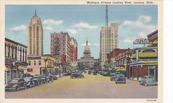 Michigan Lansing Michigan Avenue Looking West Curteich