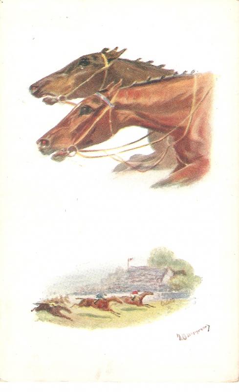 Norah Drummond. Horses. Man's Best Friend Tuck Oilette PC # 8650